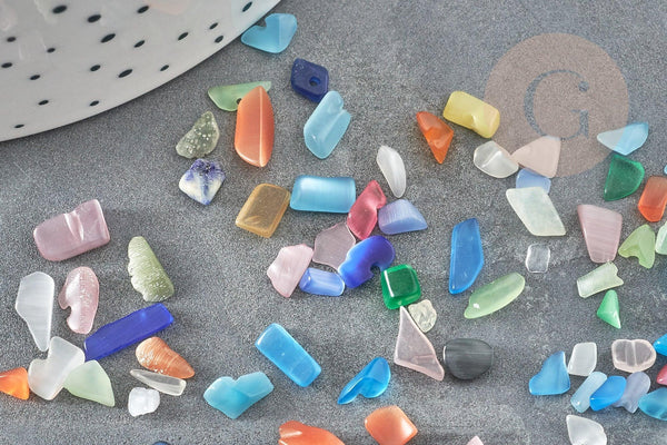 Sable verre multicolore 2.5~5mm non percé, x20gr (G5191)