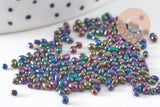 Sable verre noir irisé chips mineral 2.5~3mm non percé, x10gr (G1117)