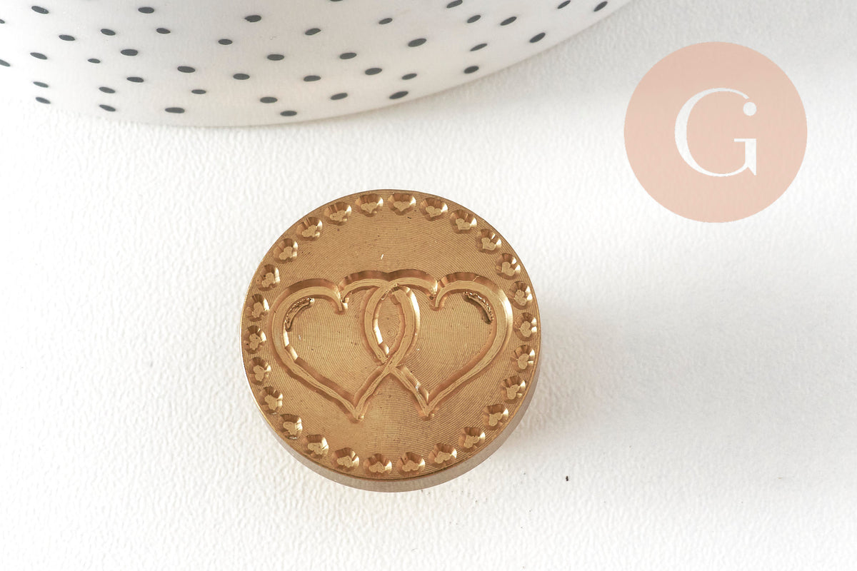Sello metálico de cera para sellar corazones entrelazados, suministro para crear sellos personalizados, invitación de boda DIY, 25mm x1 G4723
