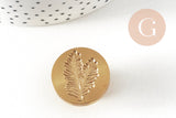 Sceau metal feuille cire à cacheter 25mm, x1 (G3996)-Gingerlily Perles