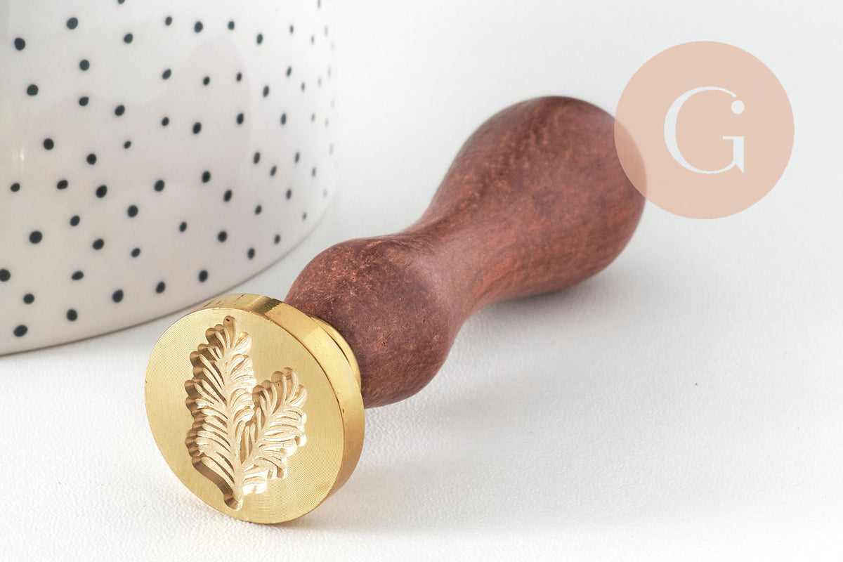 Wax seal stamp, leaf design, 25mm, x1 (G3996)
