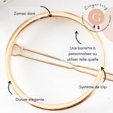 Support barrette clip métal doré ronde 47mm, X1 (G4719)