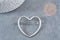 Support barrette coeur métal argenté 48.5mm, x1 (G8833)