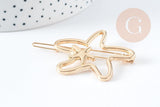 Support barrette étoiles clip zamac doré 48x41mm, x1 (G9097)