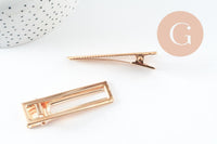 Support barrette fer doré rectangle 60mm, x5 (G4699)