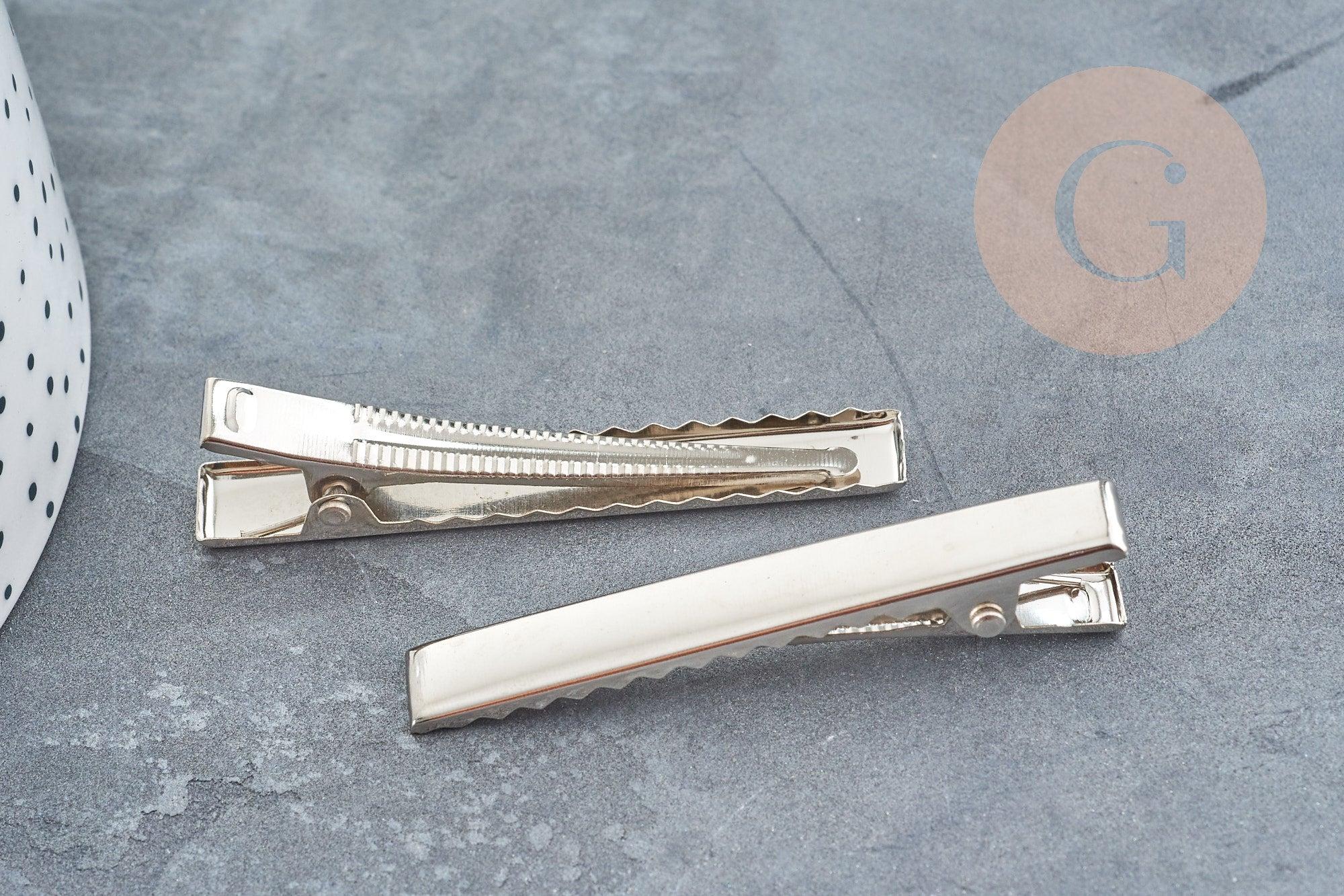Support barrette pince crocodile fer platine 57mm, x2 (G4983)