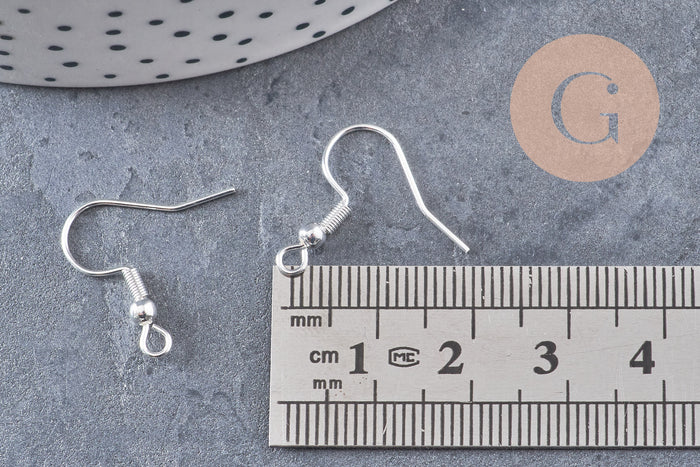 Support boucle crochet acier 304 inoxydable argent 925 22mm, x10 (G10863)