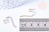 Support boucle crochet acier inoxydable doré finition boule, x20 (3.1 Gr) (G6790)