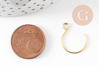 Support boucle crochet rond acier inoxydable 304 doré 14mm, x10 (G9358)