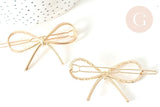 Support de barrette clip noeud en fer doré 59mm, x1 (G7740)