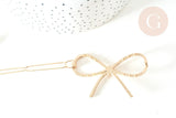 Support de barrette clip noeud en fer doré 59mm, x1 (G7740)