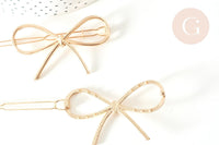 Support de barrette clip noeud en fer doré 59mm, x1 (G7740)