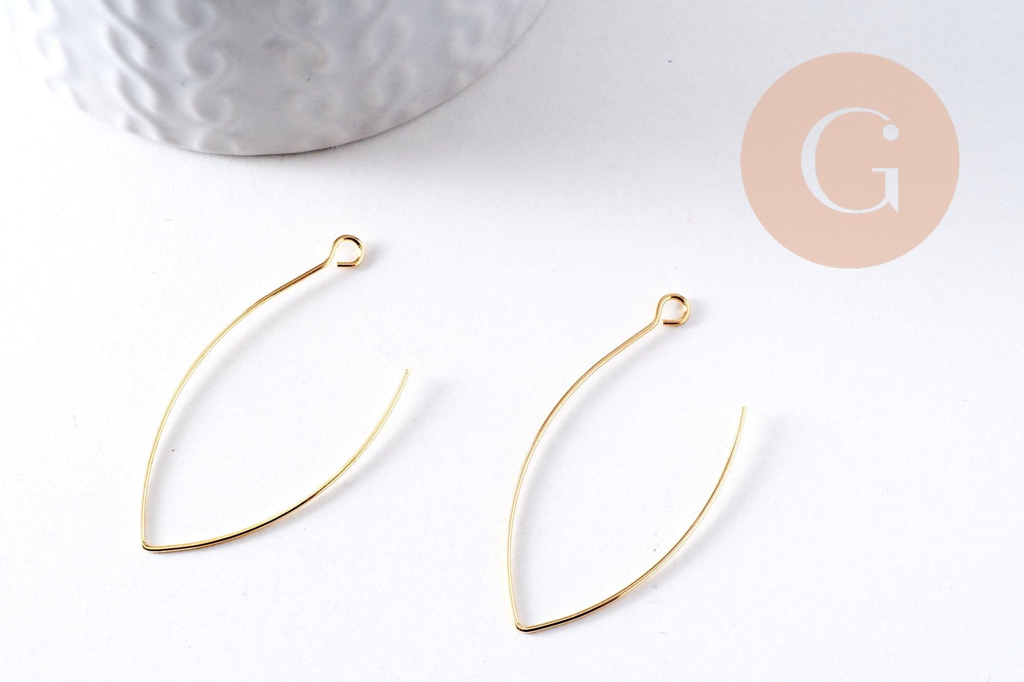 Support de boucles fil doré 16k 48mm, x2 (G4988)