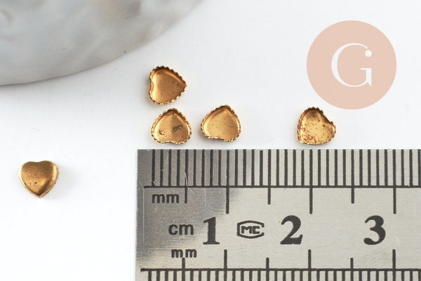 Support de cabochon coeur laiton brut 5x5mm, x50 (2.1g) (G2234)