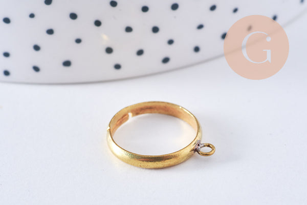 Supports bague reglable laiton brut 17mm avec anneau, x4 (G10641)