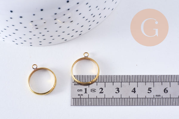 Supports bague reglable laiton brut 17mm avec anneau, x4 (G10641)