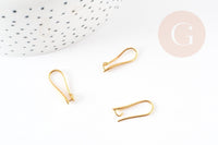 Supports boucles crochet hameçon laiton doré 18K 20.5mm, x10 (G5976)