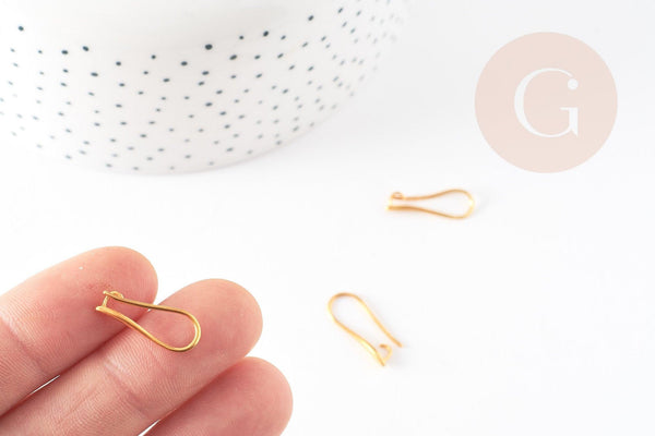 Supports boucles crochet hameçon laiton doré 18K 20.5mm, x10 (G5976)