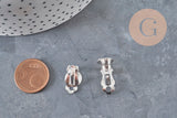 Clip-on earring findings, 304 stainless steel, silver-plated, 16mm, x10 (G11175)