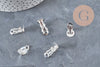 Clip-on earring findings, 304 stainless steel, silver-plated, 16mm, x10 (G11175)