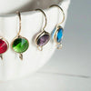 Supports boucles veilleuses en laiton doré cristal coloré, x2 (G0116)