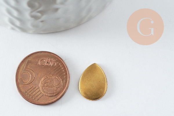 Supports cabochons goutte 10x14mm laiton brut, x10 (G2245)