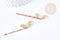 Supports de barrette feuille métal doré clair 27mm, x2 (G8507)
