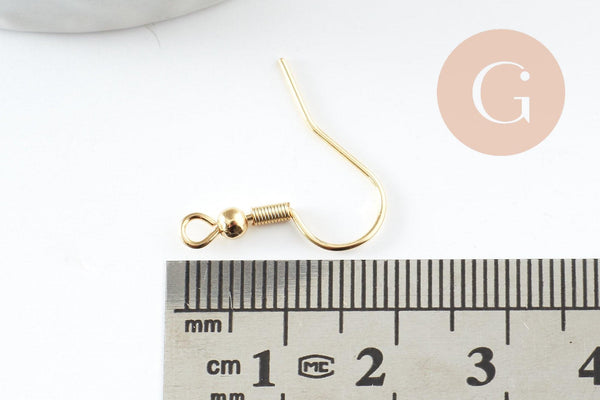 Supports de boucles hameçons avec anneau acier 304 inoxydable doré 20mm, x10 (G9526)