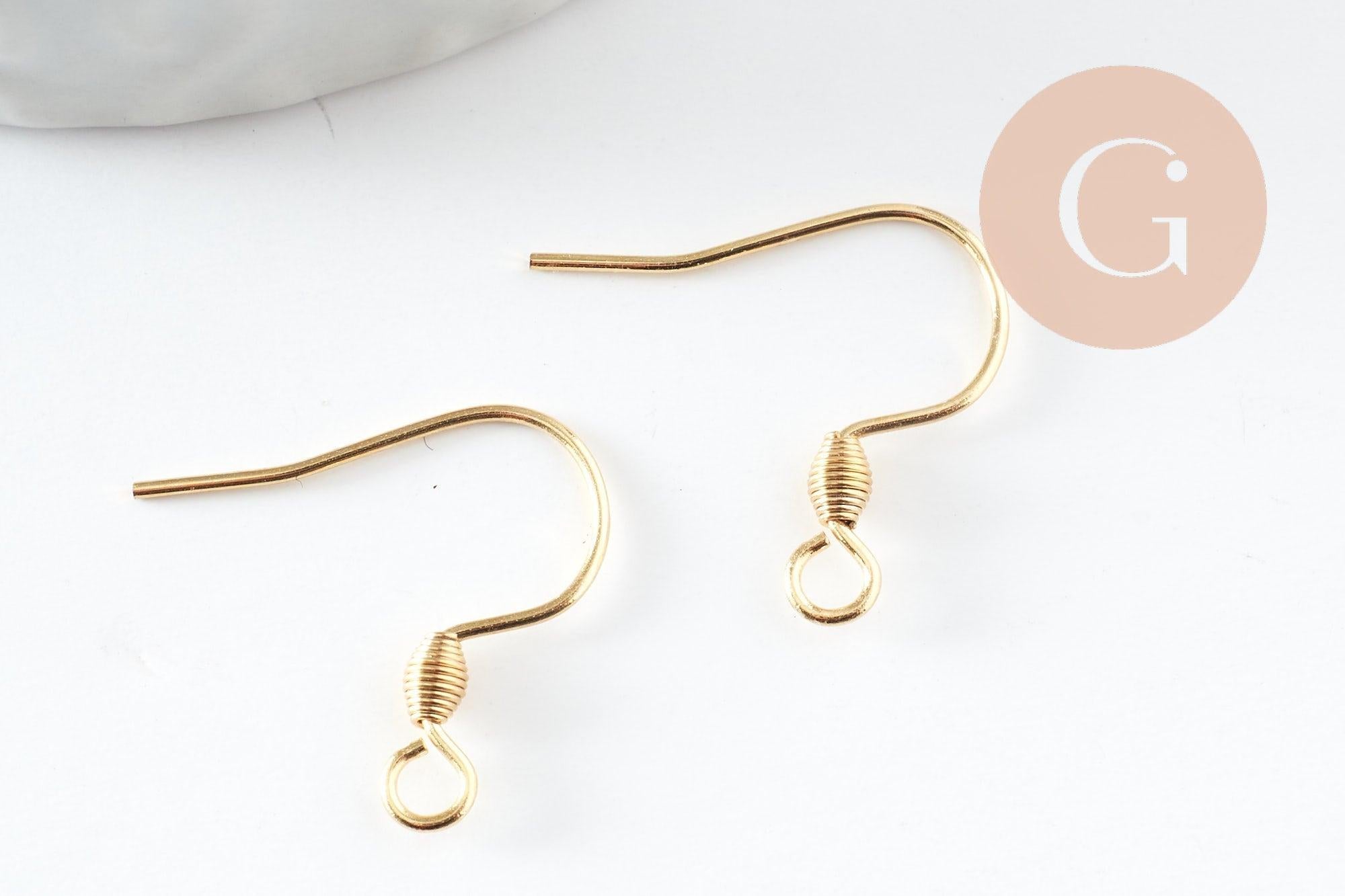 Supports de boucles crochets acier 304 inoxydable doré 24K 18x16mm, x10 (G9525)