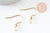 Supports de boucles hameçons avec anneau acier 304 inoxydable doré 24K 18x16mm, x10 (G9525)