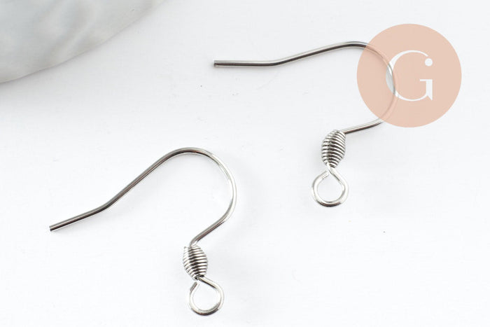 Supports de boucles hameçons avec anneau acier 304 inoxydable platine 15x15mm, x10 (G9529)