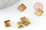 Supports de cabochons carrés laiton brut x20 (0.9g) (G1354)