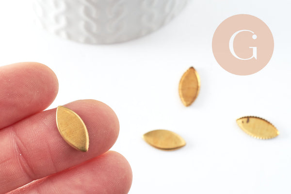 Supports de cabochons marquise laiton brut 15x7mm, x20 (3.7gr) (G1743)