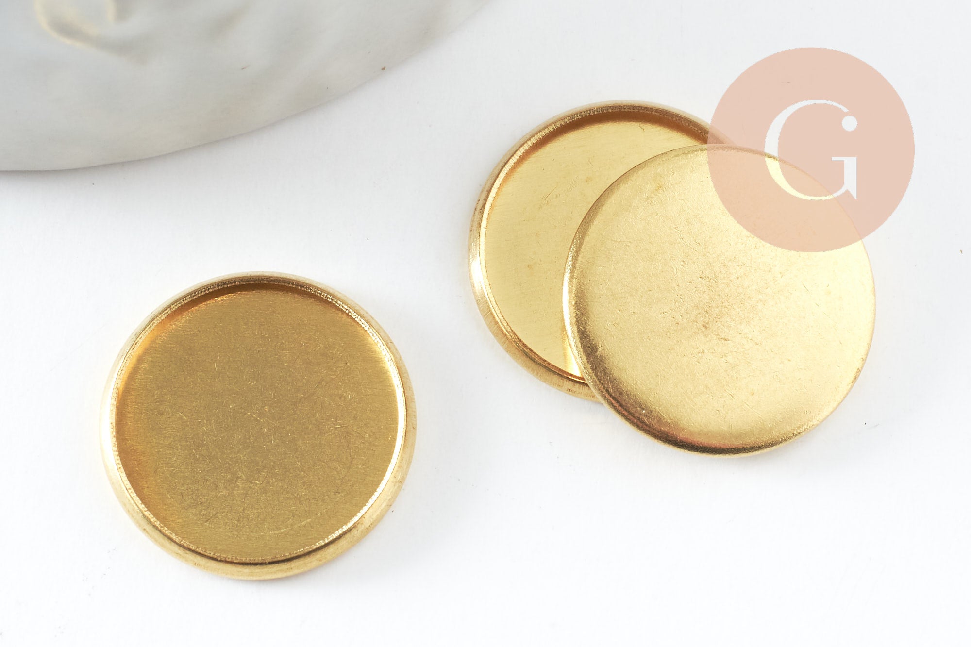 Supports de cabochons rond laiton brut 14mm avec bord, x10 (G1909)