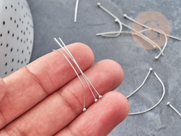 Tiges clous à tête boule laiton platine 35mm, x50 (G10019)