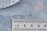 Tiges tête boucle fer argenté 24mm, x10gr (G8299)