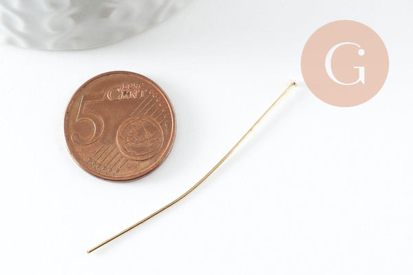 Tiges tête clou fer doré 50mm AVEC DEFAUT, x10gr (G9470)