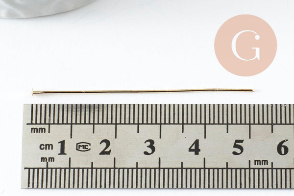 Tiges tête clou fer doré 50mm AVEC DEFAUT, x10gr (G9470)