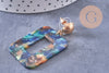 boucles pendantes rectangle résine zamac doré 55mm la paire (G0075)