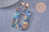 boucles pendantes rectangle résine zamac doré 55mm la paire (G0075)