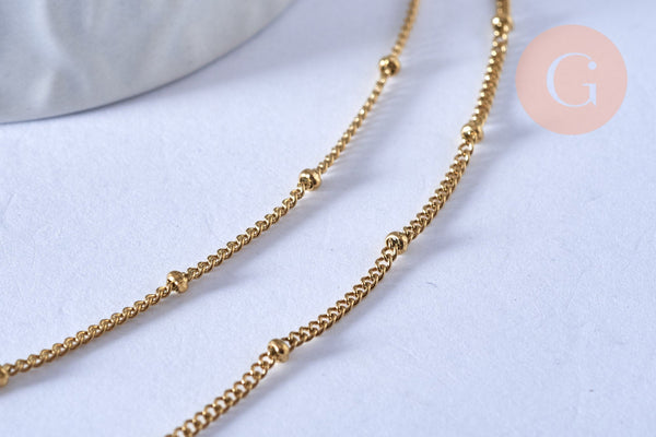 chaine de cheville acier 304 inoxydable satellite doré 14k chaine dorée 1.5/23cm, x1 (G4362)