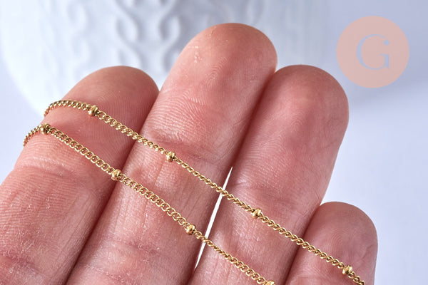 chaine de cheville acier 304 inoxydable satellite doré 14k chaine dorée 1.5/23cm, x1 (G4362)