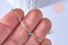 chaine de cheville acier doré 14k résine bleu clair chaine dorée 1.5-2mm/23cm, x1 (G3660)