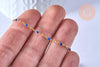chaine de cheville acier doré 14k résine bleu foncé chaine dorée 1.5-2mm/23cm, x1 (G5405)