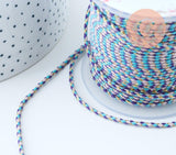 cordon tressé bleu rose violet fil doré 1.5mm-2mm,cordon multicolore scrapbooking,corde décoration, x 1Mètre G6071