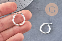 créoles torsadées acier argenté 21mm, x2 (G6807)