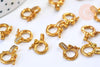 Fermoir à clipser anneau laiton doré 18k zircons 14mm, x1 (G5607)