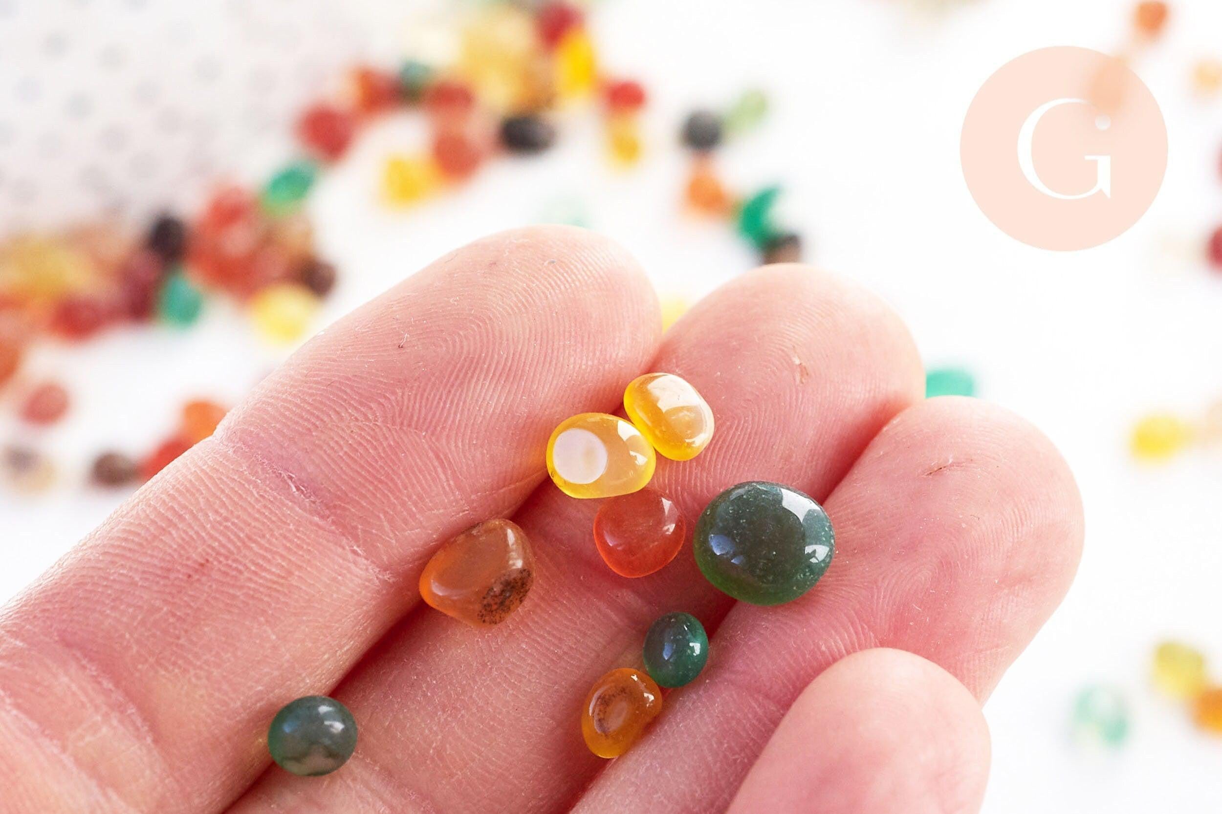 Nugget agate naturelle multicolore brute roulée 6-8mm non percé, x20g (G5721)