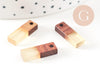 pendentif goutte bois résine rectangle, bois naturel,perle bois, Perle géométrique,perle rectangle,création bijoux bois,17mm,x5 G1830