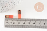 pendentif goutte bois résine rectangle orange corail 17mm,x5 (G4662)
